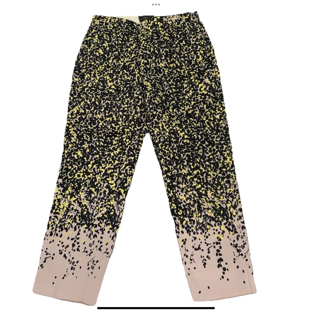 J. Crew Womens 2P Martie Pants Lined Yellow Black Pink Abstract Floral New $119